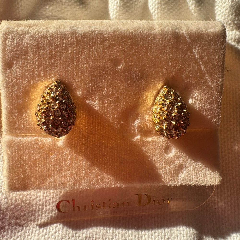 Dior Crystal and Gold Earrings - Picture 4 of 5